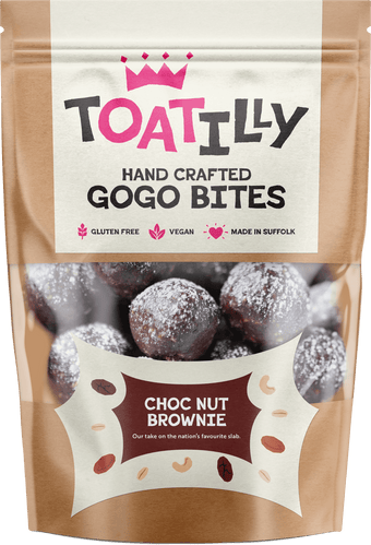 choc nut brownie gogo bites in a pouch