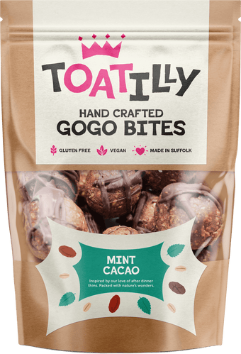 mint cacao gogo bites in a pouch