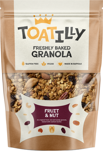 fruit and nut granola in a pouch