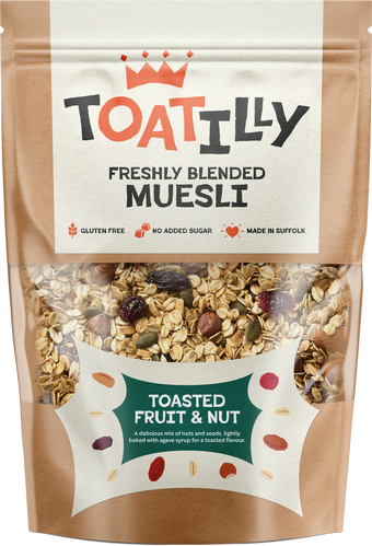 fruit and nut muesli in a pouch